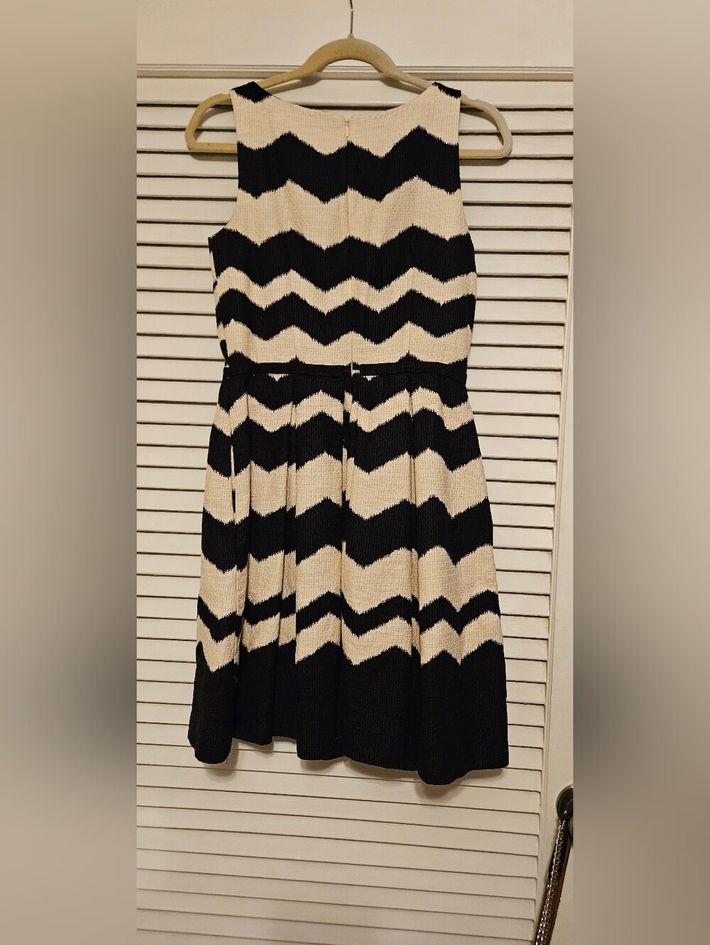 Taylor Black and Cream Chevron Midi Dress